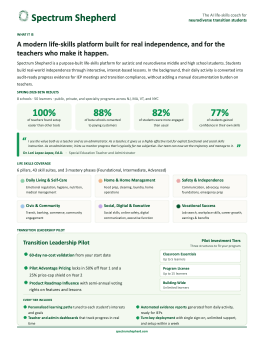 First page of the Transition Leadership Pilot one-pager